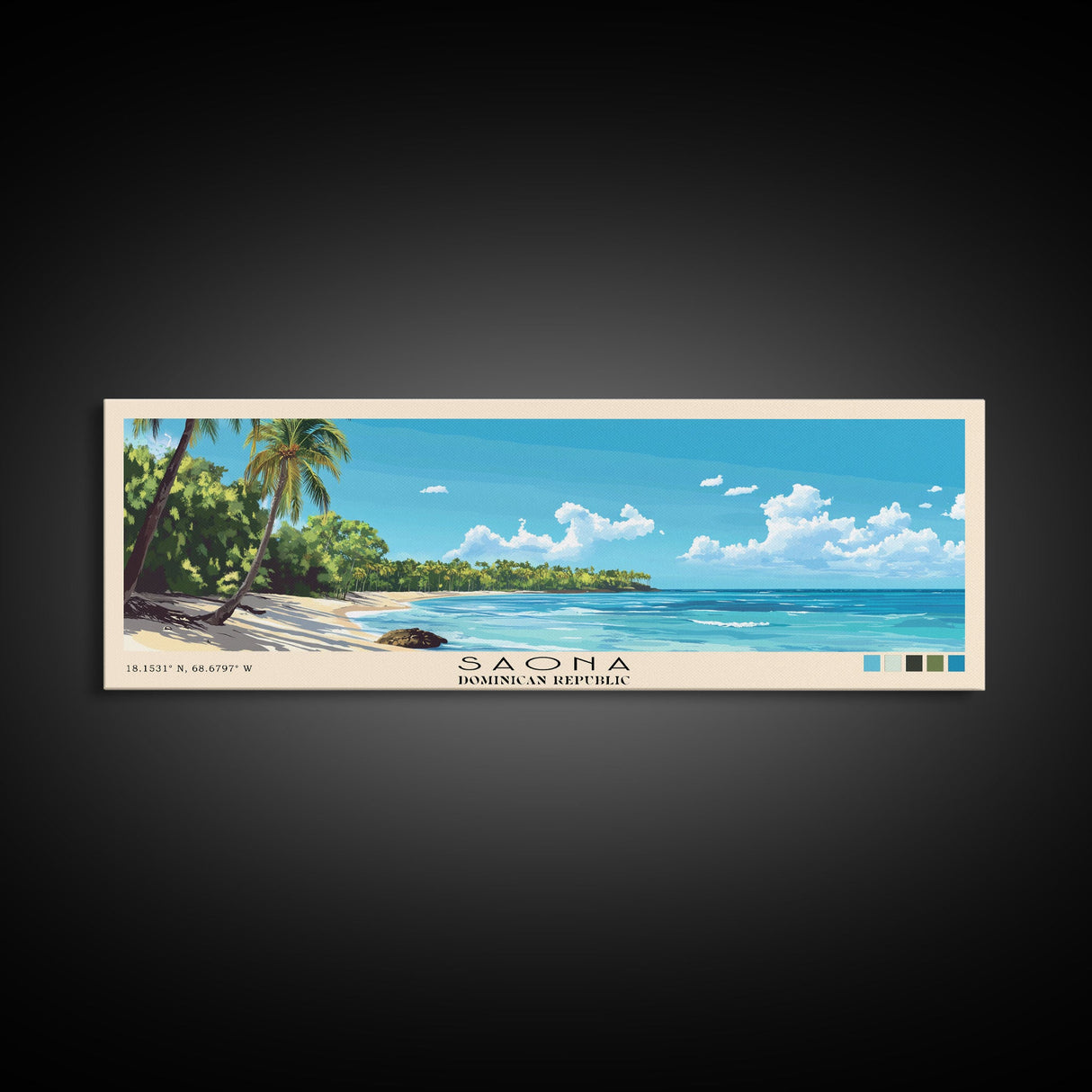 Saona, Dominican Republic Panoramic Print, Vacation Gift, Dominican Republic Wall Art, Beach Painting, Beach Decor, Large Wall Art, Wood Frame Art