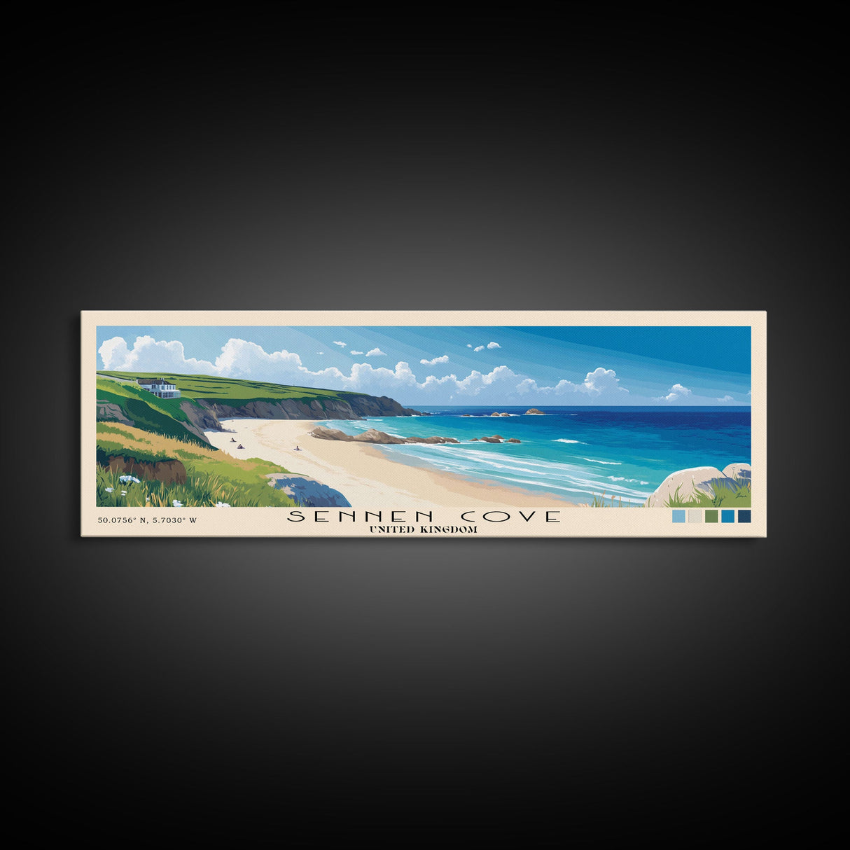 Sennen Cove, United Kingdom Panoramic Print, Vacation Gift, United Kingdom Wall Art, Vacation Wall Art, Vacatation Memories, Beach Decor, Beach Or Lakehouse Art