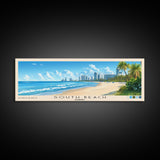 South Beach, Florida Panoramic Print, Vacation Gift, Florida Wall Art, Beach Painting, Beach Decor, Beach Or Lakehouse Art