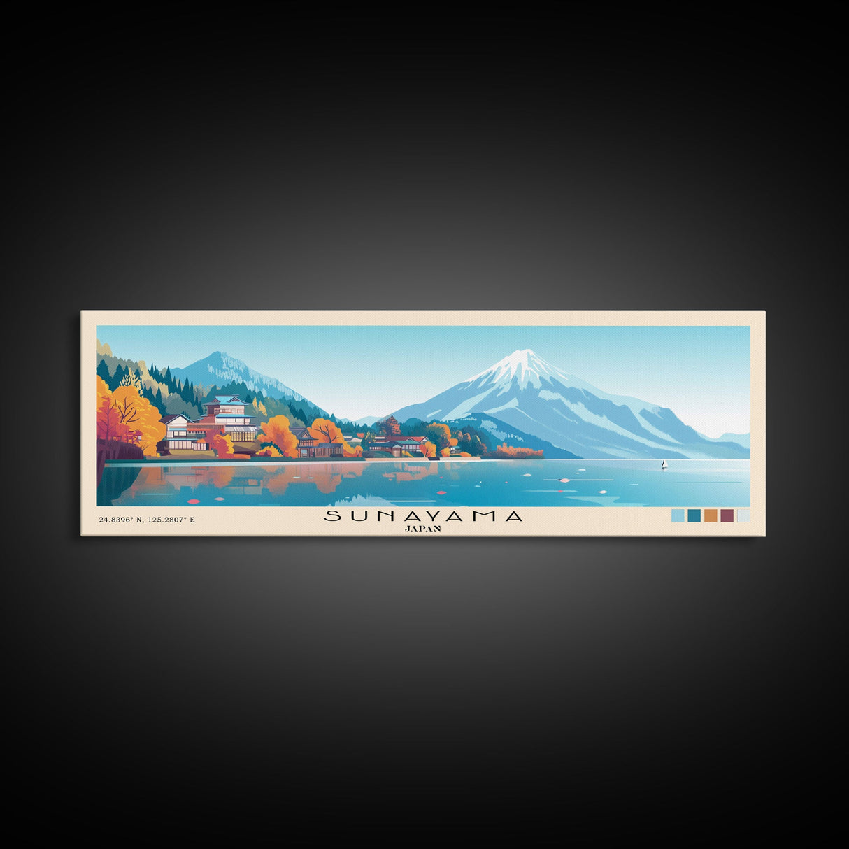 Sunayama, Japan Panoramic Beach Print, Vacation Gift, Japan Wall Art, Framed Canvas Print, Framed Beach Painting