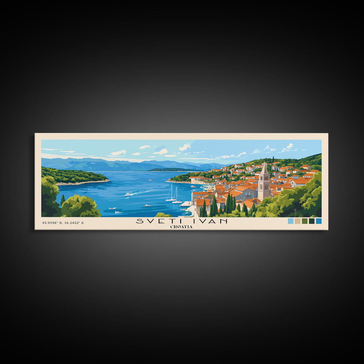 Sveti Ivan , Croatia Panoramic Beach Print, Vacation Gift, Croatia Wall Art, Framed Canvas Print, Framed Beach Painting