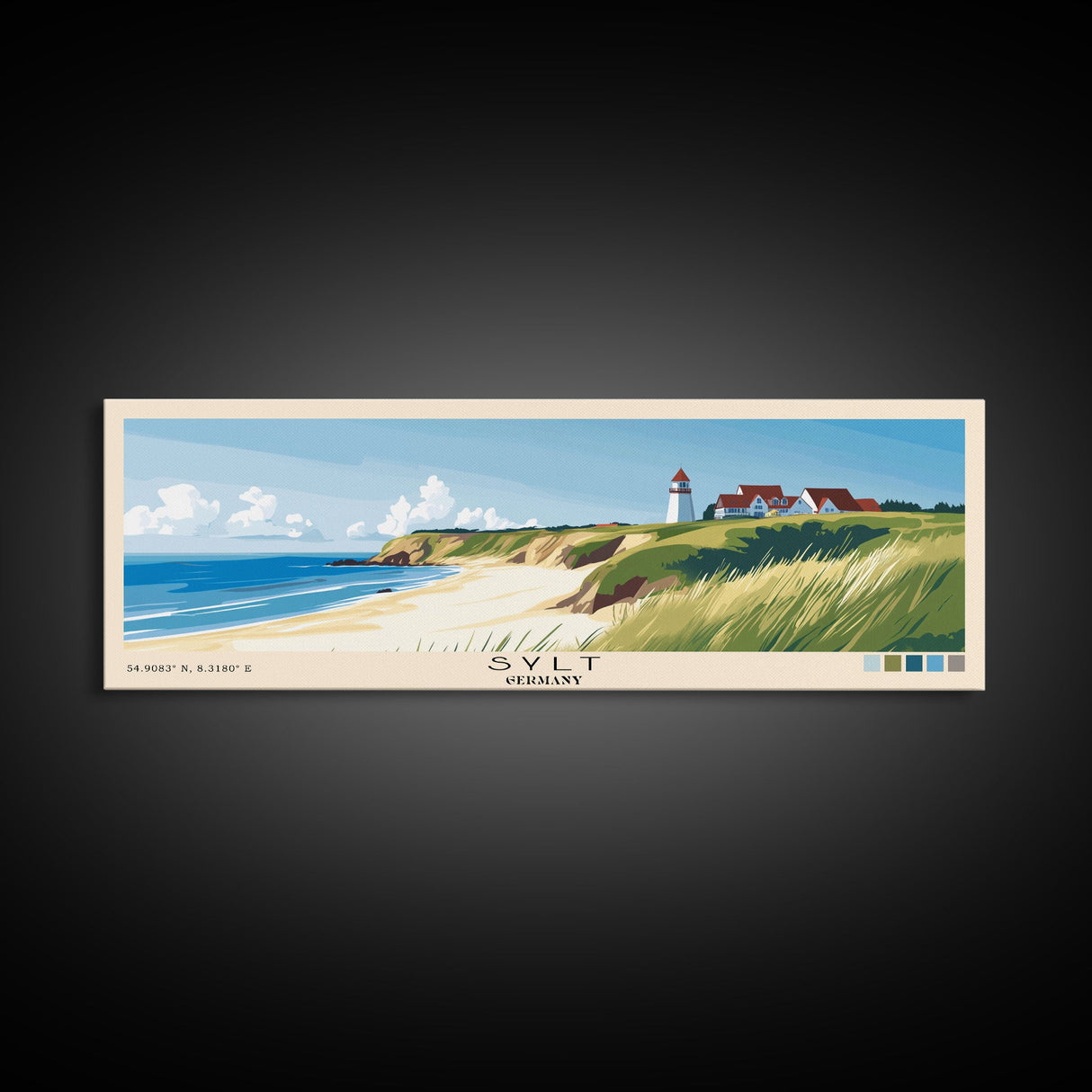 Sylt, Germany Panoramic Print, Vacation Gift, Germany Wall Art, Beach Painting, Beach Decor, Beach Or Lakehouse Art