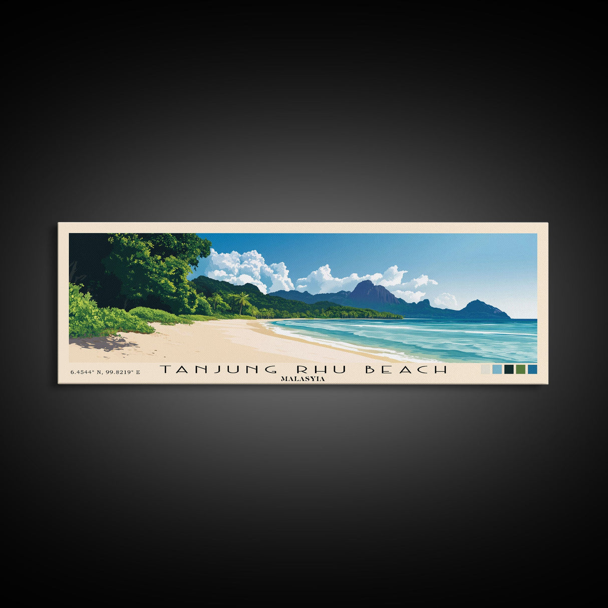 Tanjung Rhu Beach, Malasyia Panoramic Beach Print, Vacation Gift, Malasyia Wall Art, Framed Canvas Print, Framed Beach Painting