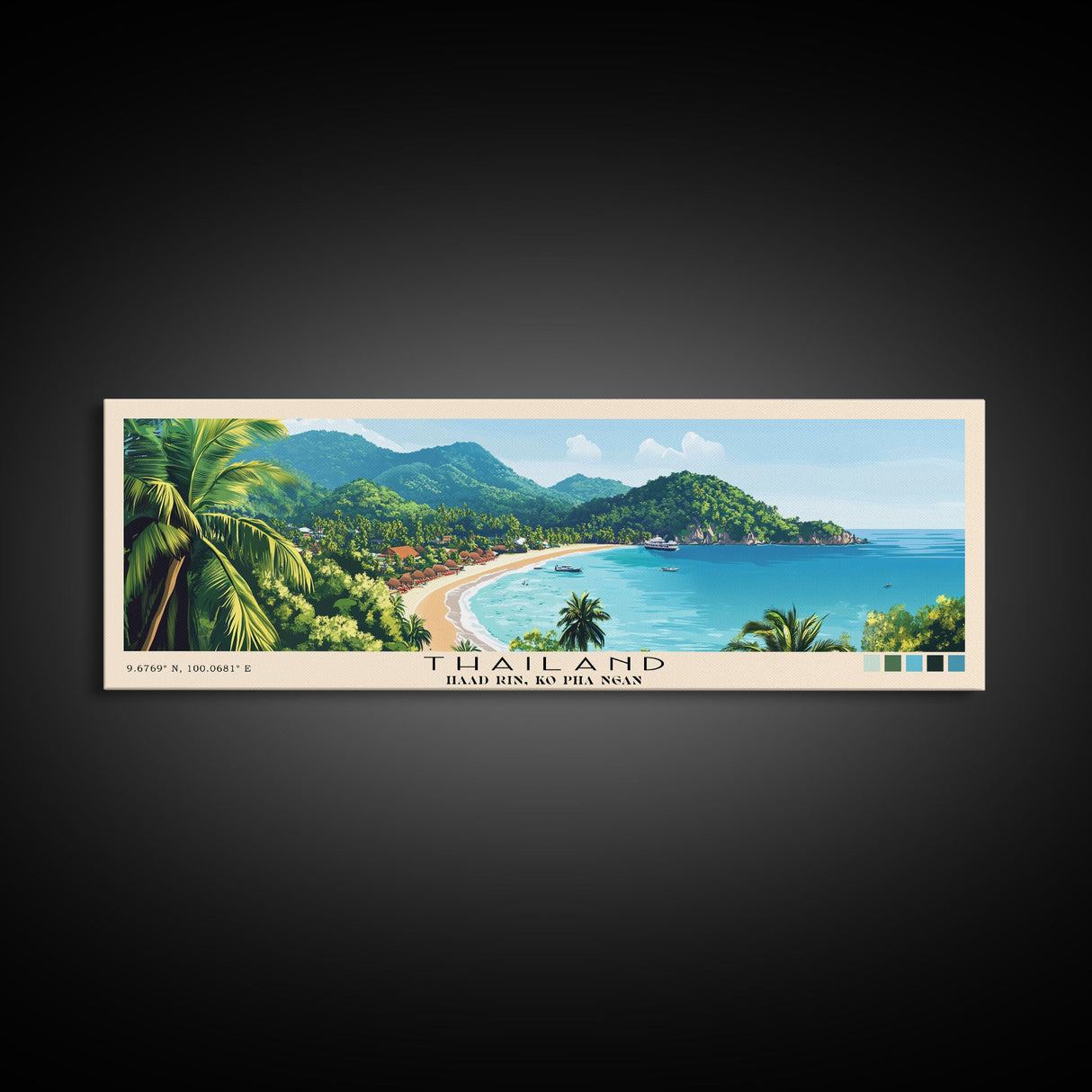 Thailand, Haad Rin, Ko Pha Ngan Panoramic Print, Vacation Gift, Haad Rin, Ko Pha Ngan Wall Art, Beach Painting, Beach Decor, Beach Or Lakehouse Art