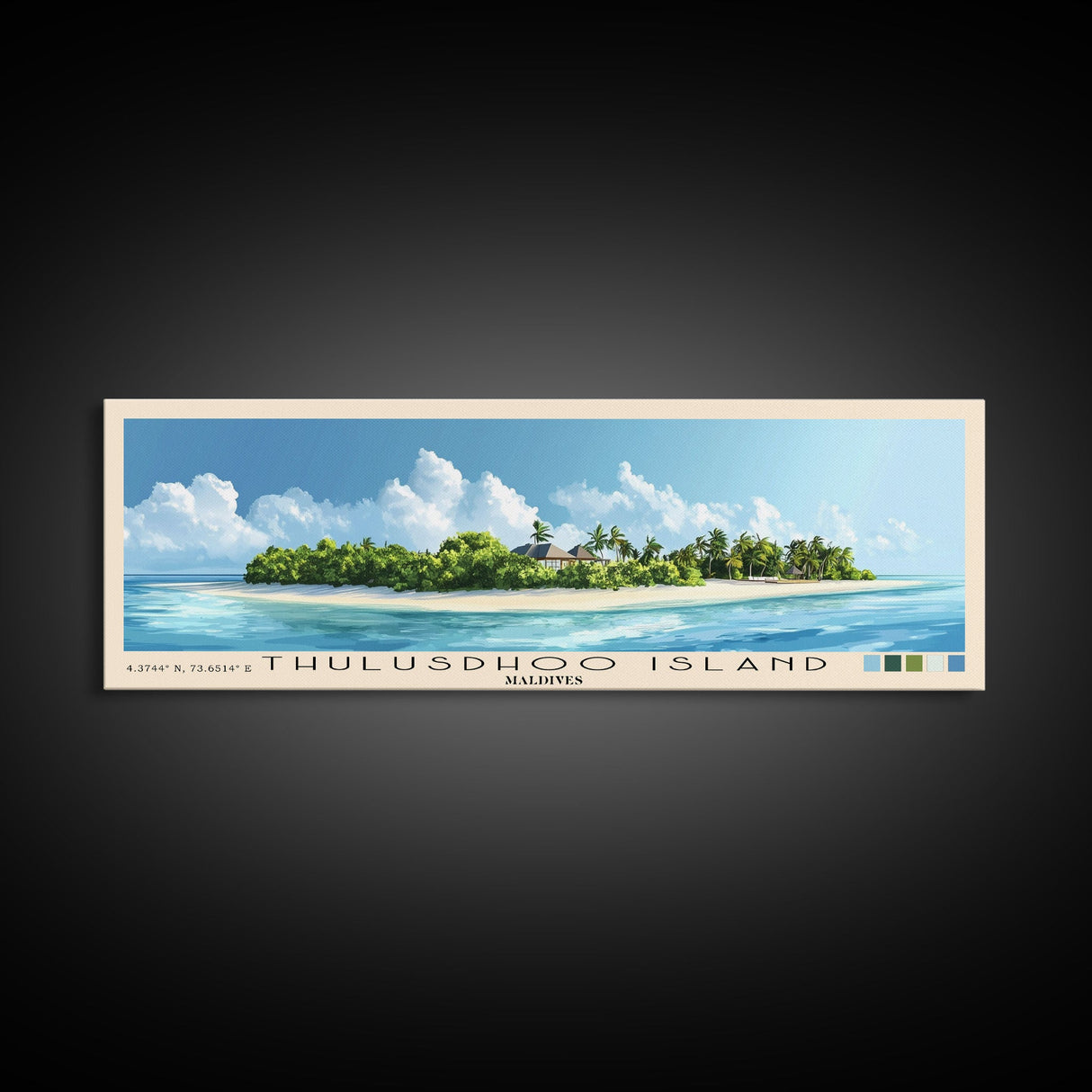 Thulusdhoo Island, Maldives Panoramic Print, Vacation Gift, Maldives Wall Art, Beach Painting, Beach Decor, Beach Or Lakehouse Art