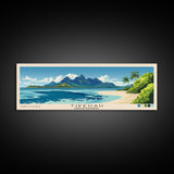 Tikehau, French Polynesia Panoramic Print, Vacation Gift, French Polynesia Wall Art, Beach Painting, Beach Decor, Large Wall Art, Wood Frame Art