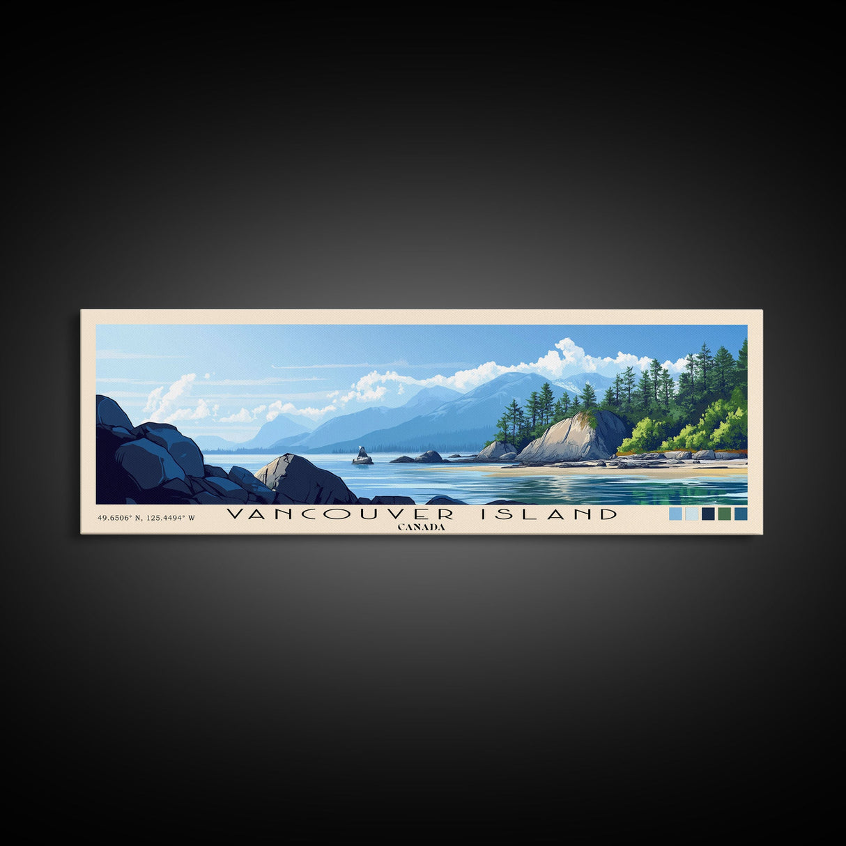 Vancouver Island, Canada Panoramic Beach Print, Vacation Gift, Canada Wall Art, Framed Canvas Print, Framed Beach Painting