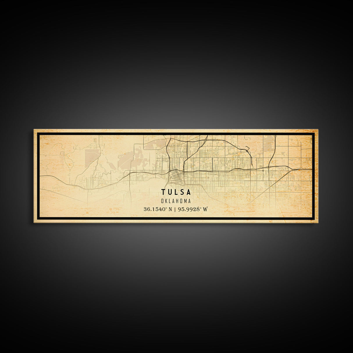 Panoramic Tulsa Map Art - Oklahoma - Custom City Streets Map Print -  University of Tulsa - Home Office Decor Map Decor Oklahoma Wall Art