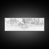 Panoramic Chesapeake City Map, Virginia Art, Map Print, Minimalist Wall Art, Canvas Art, Housewarming Gift, Street Map Art, Closing Gift