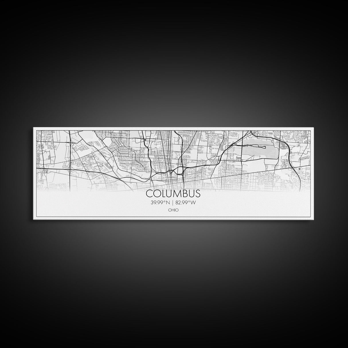 Panoramic Columbus City Map, Ohio Art, Map Print, Minimalist Wall Art, Canvas Art, Housewarming Gift, Street Map Art, Closing Gift