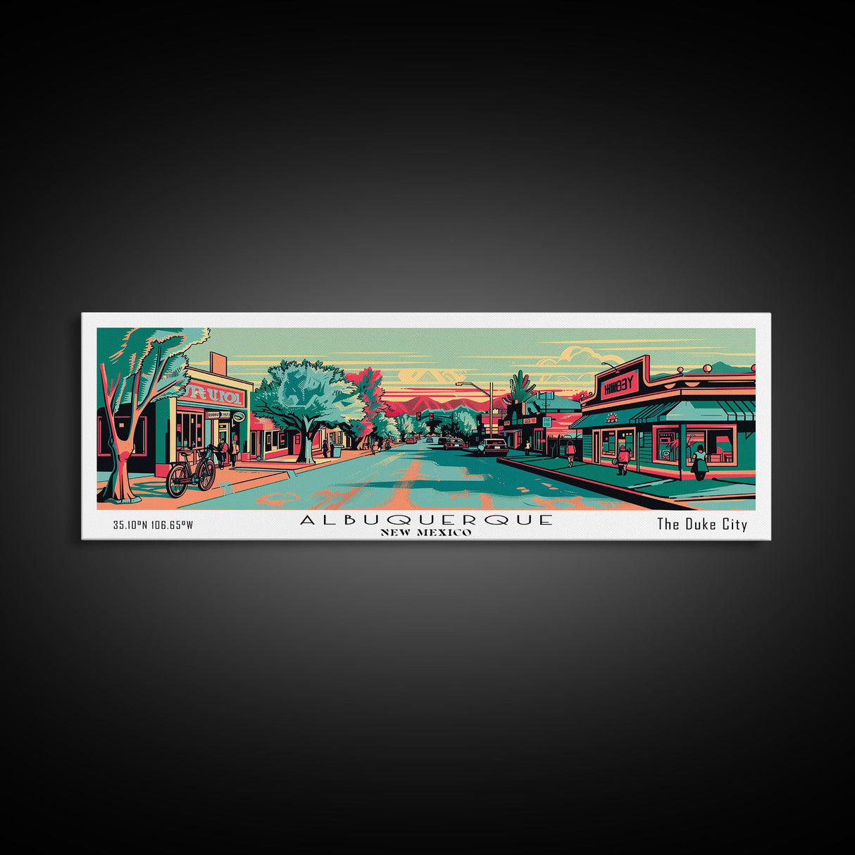 Albuquerque New Mexico Panoramic Travel Poster Canvas Print