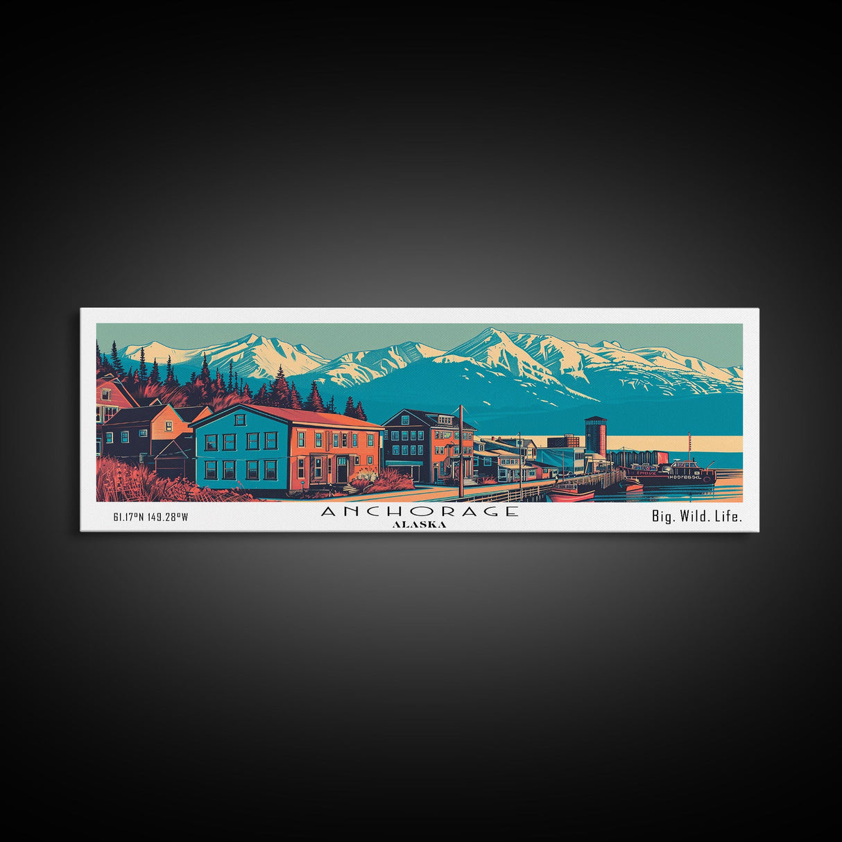 Anchorage Alaska Panoramic Travel Poster Canvas Print