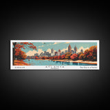 Atlanta Georgia Panoramic Painting, Mid Century Modern Framed Canvas Print, Retro Pop Art Travel Poster, Home Decor, City Wall Art