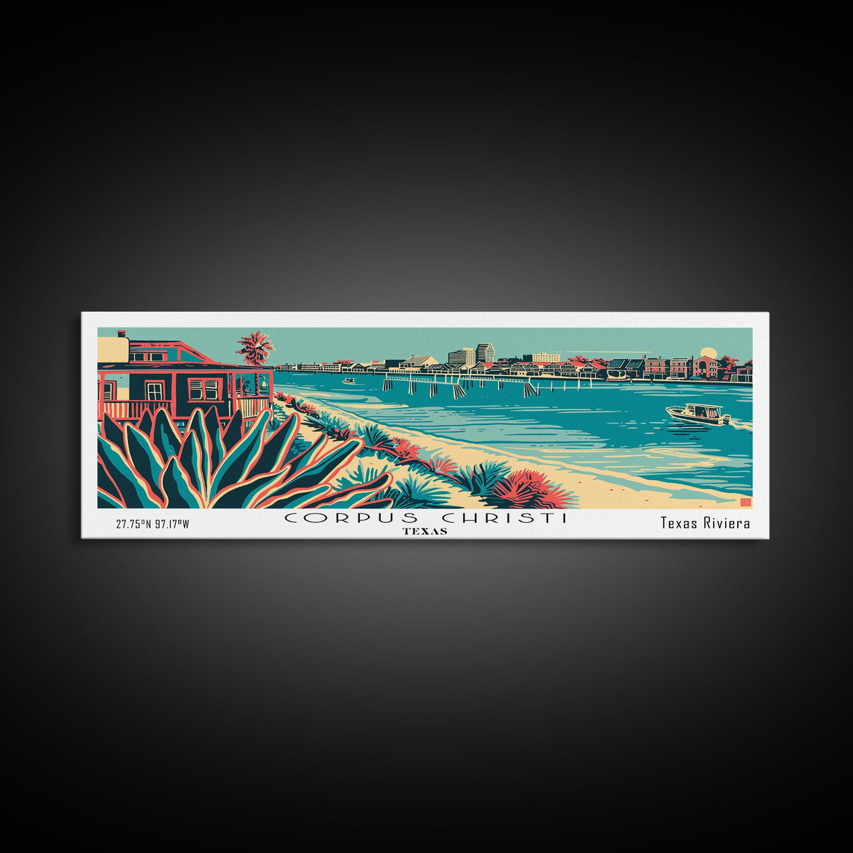 Corpus Christi Texas Panoramic Travel Poster Canvas Print