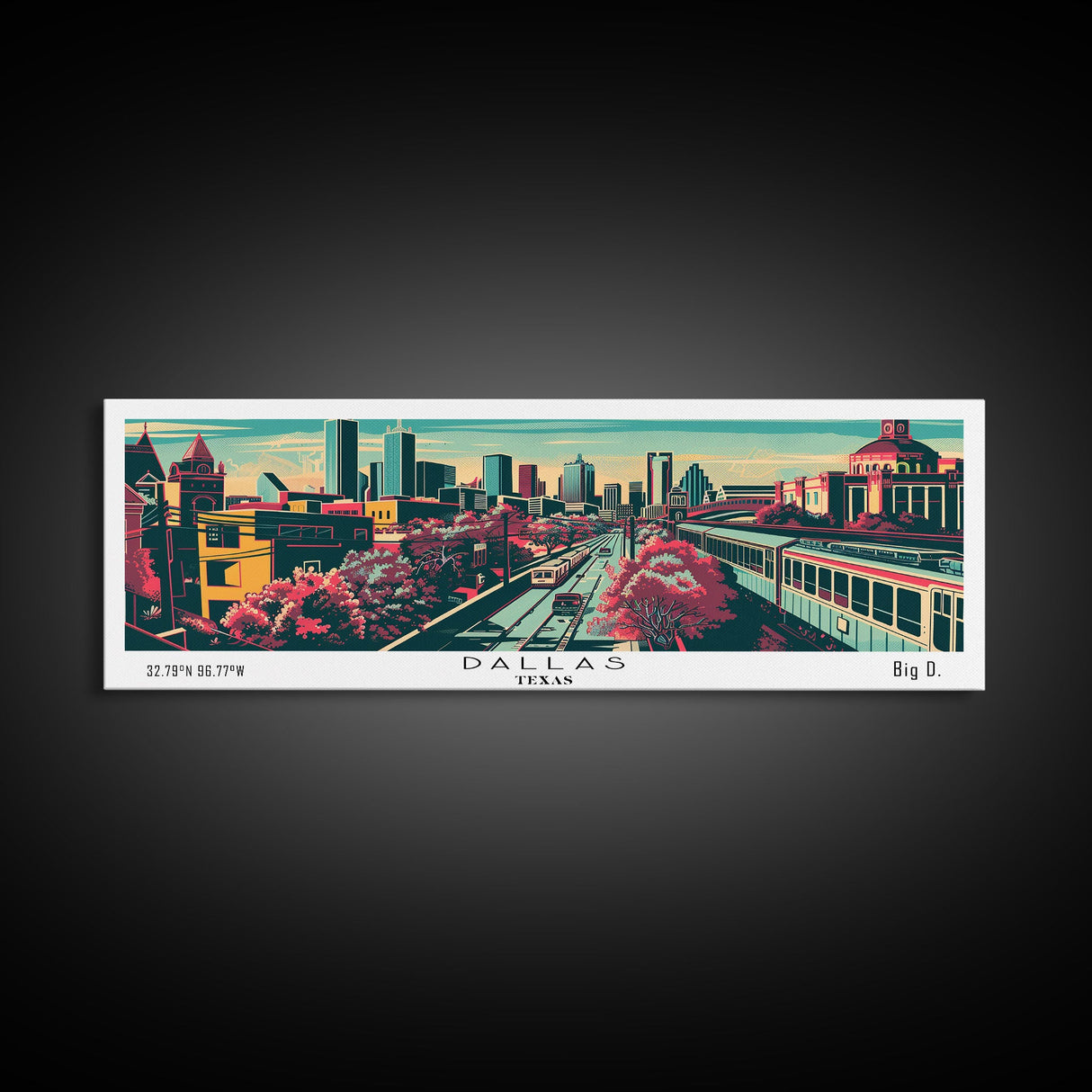 Dallas Texas Panoramic Travel Poster Canvas Print