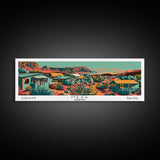 Mesa Arizona Panoramic Travel Poster Framed Canvas Print, Mid Century Modern Art, Pop Art Style, Wall Art, Home Decor, Office Wall Art