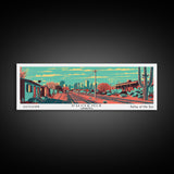 Phoenix Arizona Panoramic Wall Art Framed Canvas Print, Travel Poster, Mid Century Modern Art, Pop Art Style, Home Decor, Living Room Art