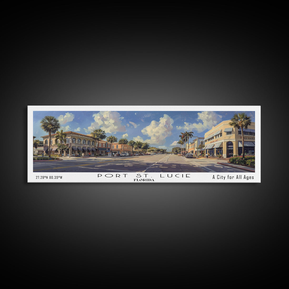 Port St. Lucie Florida Panoramic Print, Stylish Framed Canvas Print, City Travel Poster, Home Decor, Office Wall Art, Gift Idea