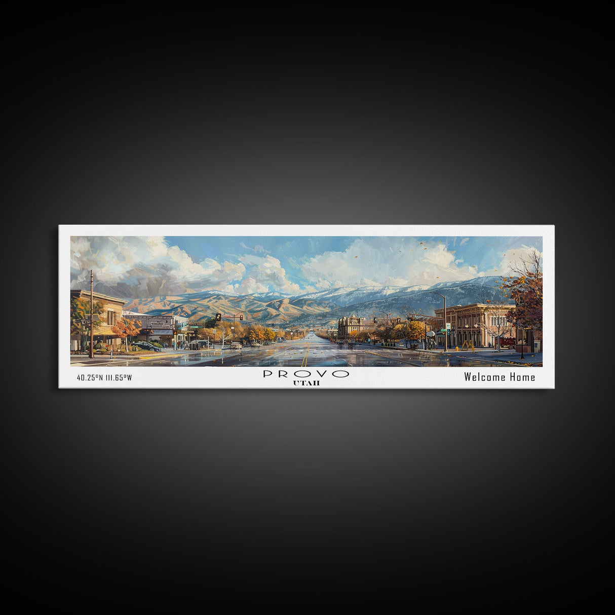 Provo Utah Panoramic Print, Modern Framed Canvas Print, City Travel Poster, Wall Art, Living Room Decoration, Unique Gift