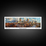 Raleigh North Carolina Panoramic Print, Artistic Framed Canvas Print, City Travel Poster, Home Decoration, Wall Art, Gift Idea