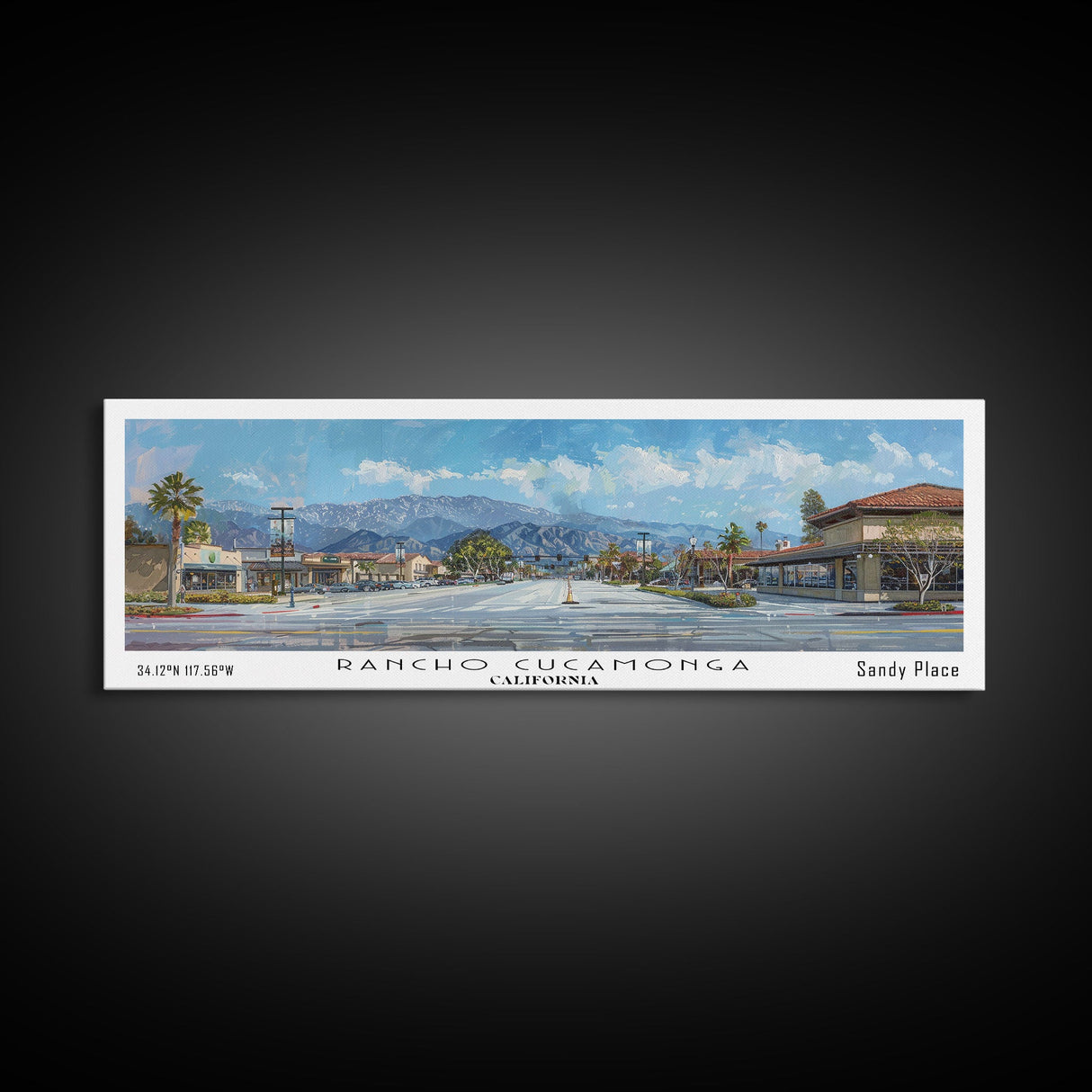 Rancho Cucamonga California Panoramic Print, Stylish Framed Canvas Print, Travel Poster Art, Home Decor, Office Wall Art