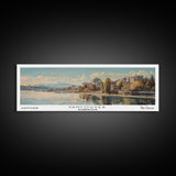 Vancouver Washington Panoramic Framed Canvas Print, Retro Style Wall Art, Unique Travel Poster, Artistic Living Room Decor, Office Gift Idea