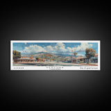 Ventura California Panoramic Painting, Framed Canvas Print, Artistic Travel Poster, Retro Wall Art, Unique Office Decor, Living Room Gift