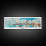 Virginia Beach Virginia Panoramic Painting, Framed Canvas Print, Retro Style Travel Poster, Unique Home Decor, Artistic Office Wall Art