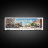 Wichita Kansas Panoramic Framed Canvas Print, Retro Travel Poster, Artistic Wall Art, Unique Living Room Decor, Office Gift, Original Artwork