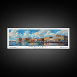 Wilmington North Carolina Panoramic Framed Canvas Print, Retro Style Travel Poster, Artistic Wall Art, Unique Office Decor, Living Room Gift