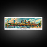 Minneapolis Minnesota Panoramic Wall Art, Mid Century Modern Framed Canvas Print, Retro Pop Art Travel Poster, Home Decor