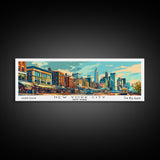 New York New York Panoramic Framed Canvas Print, Retro Style Wall Art, Mid Century Modern Home Decor, Pop Art Travel Poster