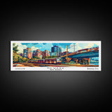 Newark New Jersey Panoramic Painting, Retro Style Framed Canvas Print, Mid Century Modern Wall Art, Pop Art Travel Poster