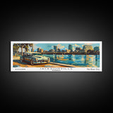 Jacksonville Florida Panoramic Wall Art, Mid Century Modern Framed Canvas Print, Retro Pop Art Travel Poster, Living Room Art, Office Decor, Wall Hanging