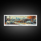 Lexington Kentucky Panoramic Wall Art, Mid Century Modern Framed Canvas Print, Retro Pop Art Travel Poster, Living Room Art, Office Decor, Wall Hanging