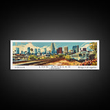 Los Angeles California Panoramic Wall Art, Mid Century Modern Framed Canvas Print, Retro Pop Art Travel Poster, Home Decor, Office Wall Art, Gift Idea