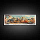 Oklahoma City Oklahoma Panoramic Wall Art, Mid Century Modern Framed Canvas Print, Retro Pop Art Travel Poster, Home Decor, Office Art, Gift Idea, Living Room Wall Hanging