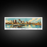 Saint Paul Minnesota Panoramic Painting, Mid Century Modern Framed Canvas Print, Retro Pop Art Travel Poster, Living Room and Office Wall Art