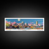 Birmingham Alabama Panoramic Painting, Mid Century Modern Framed Canvas Print, Retro Pop Art Travel Poster, Office Wall Art, City Print