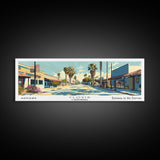 Clovis California Panoramic Wall Art, Mid Century Modern Framed Canvas Print, Retro Pop Art Travel Poster, City Office Decor, Home Art