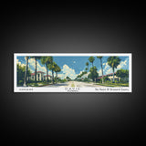 Davie Florida Panoramic Painting, Mid Century Modern Framed Canvas Print, Retro Pop Art Travel Poster, City Wall Art, Home Decor