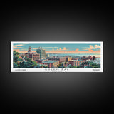 Green Bay Wisconsin Panoramic Art, Mid Century Modern Framed Canvas Print, Retro Pop Art Travel Poster, City Wall Art