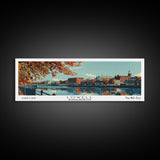 Lowell Mississippi Panoramic Painting, Mid Century Modern Framed Canvas Print, Retro Pop Art Travel Poster, Office Wall Art