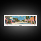 Miramar Florida Panoramic Painting, Mid Century Modern Framed Canvas Print, Retro Pop Art Travel Poster, Office Wall Art