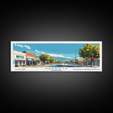 Murrieta California Panoramic Painting, Mid Century Modern Framed Canvas Print, Retro Pop Art Travel Poster, Living Room Decor