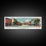 New Haven Connecticut Panoramic Wall Art, Mid Century Modern Framed Canvas Print, Retro Pop Art Travel Poster, Living Room Art