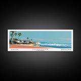 Oceanside California Panoramic Wall Art, Mid Century Modern Framed Canvas Print, Retro Pop Art Travel Poster, City Art, Office Wall Decor, Living Room Art