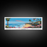 Oceanside California Panoramic Wall Art, Mid Century Modern Framed Canvas Print, Retro Pop Art Travel Poster, City Art, Office Wall Decor, Living Room Art