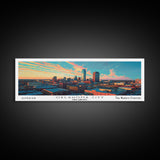 Oklahoma City Oklahoma Panoramic Painting, Mid Century Modern Framed Canvas Print, Retro Pop Art Travel Poster, City Art, Office Wall Decor, Living Room Art