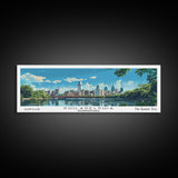 Philadelphia Pennsylvania Panoramic Painting, Mid Century Modern Framed Canvas Print, Retro Pop Art Travel Poster, City Art, Office Wall Decor, Living Room Art